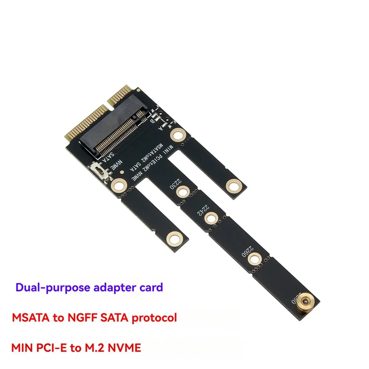 Фото НОВИНКА! Адаптер-карта MSATA на NGFF M.2, конвертер Mini PCI-E в NVME, карта расширения, поддерживает SSD M.2 2230, 2242, 2260, 2280 №2