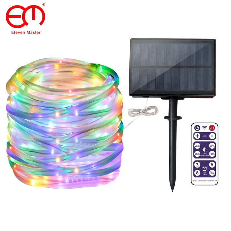 

Рождественская светодиодная гирлянда на солнечной батарее, уличный садовый шнурок с медным проводом для внутреннего дворика, лента с 8 режимами, светильник/12/22/32 м