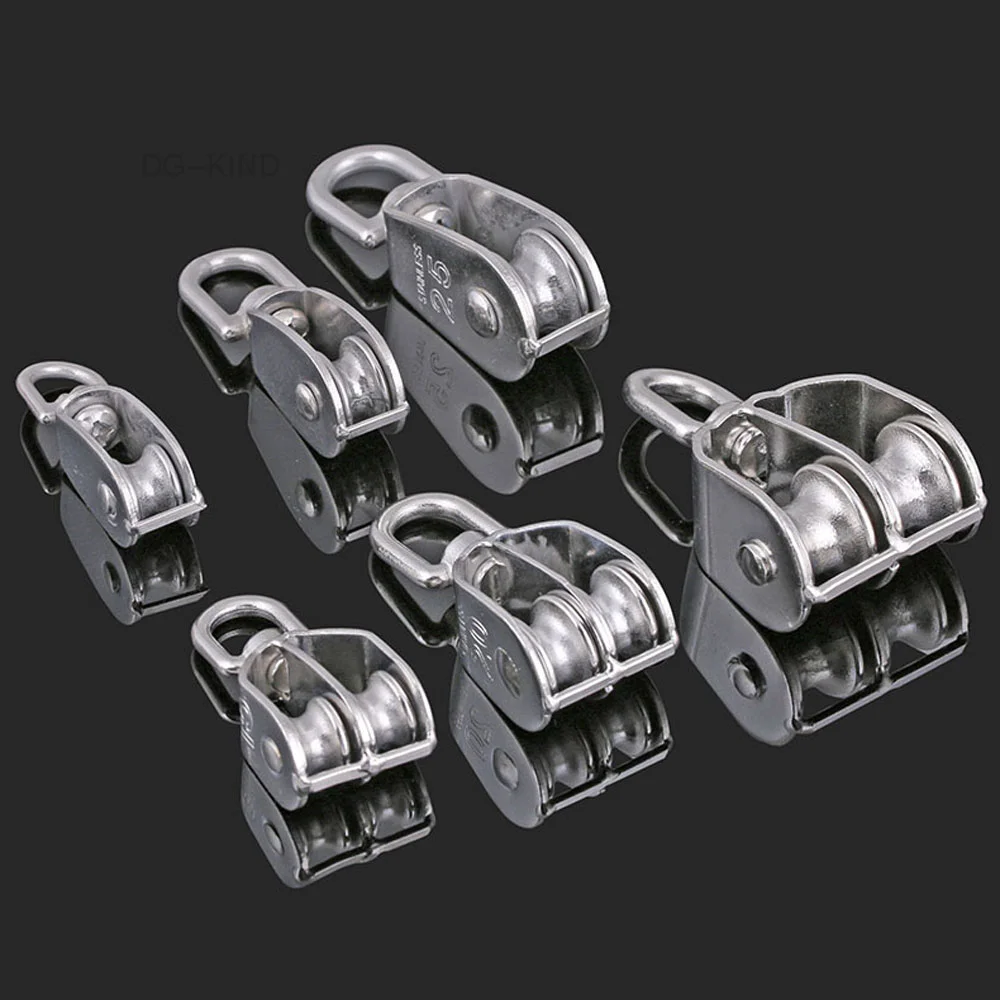 

304 stainless steel rotary pulley m15 m20 m25 m32 m50 m75 m100heavy duty single/double sheath rope hanging lifting wheel