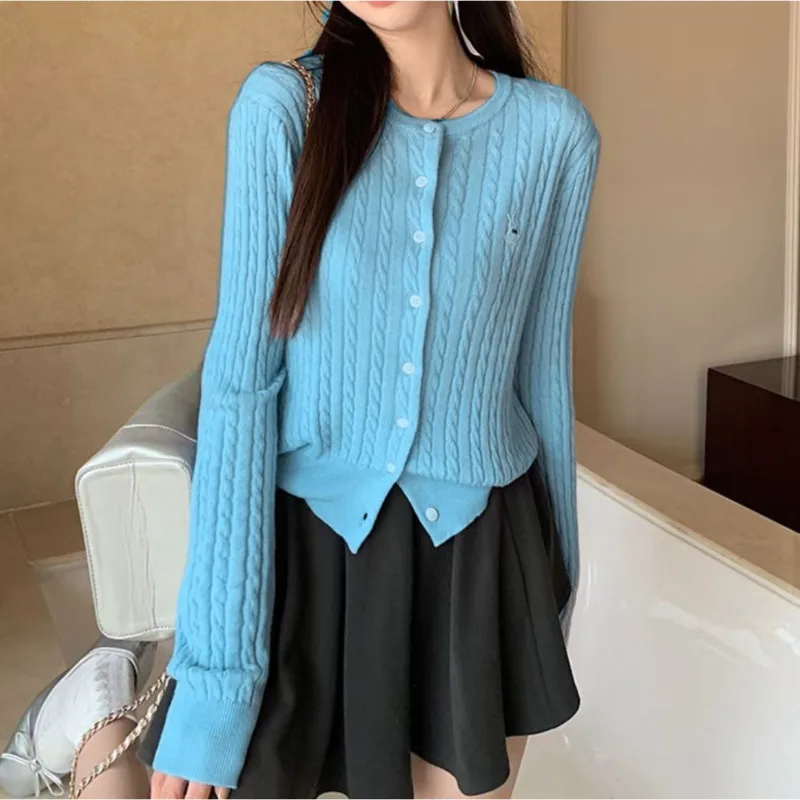 Вязаный кардиган с вышивкой для женщин весенний студенческий стиль ретро-модный