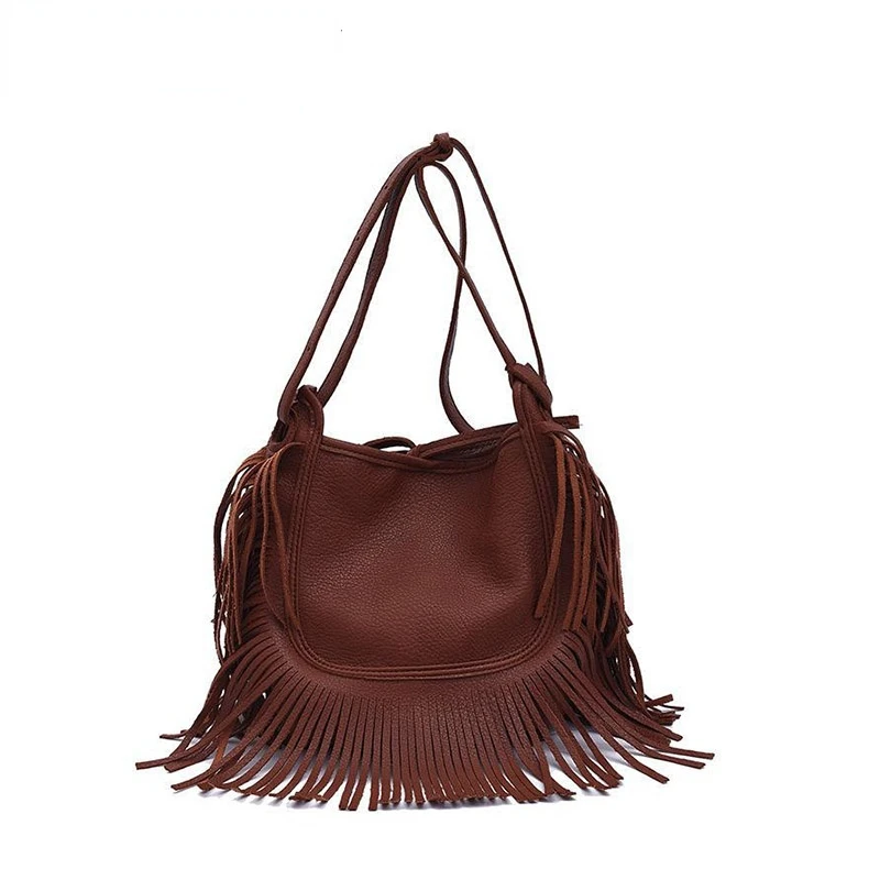 

High quality shoulder bag new fashion tassels design woman tote large size shoulder bag