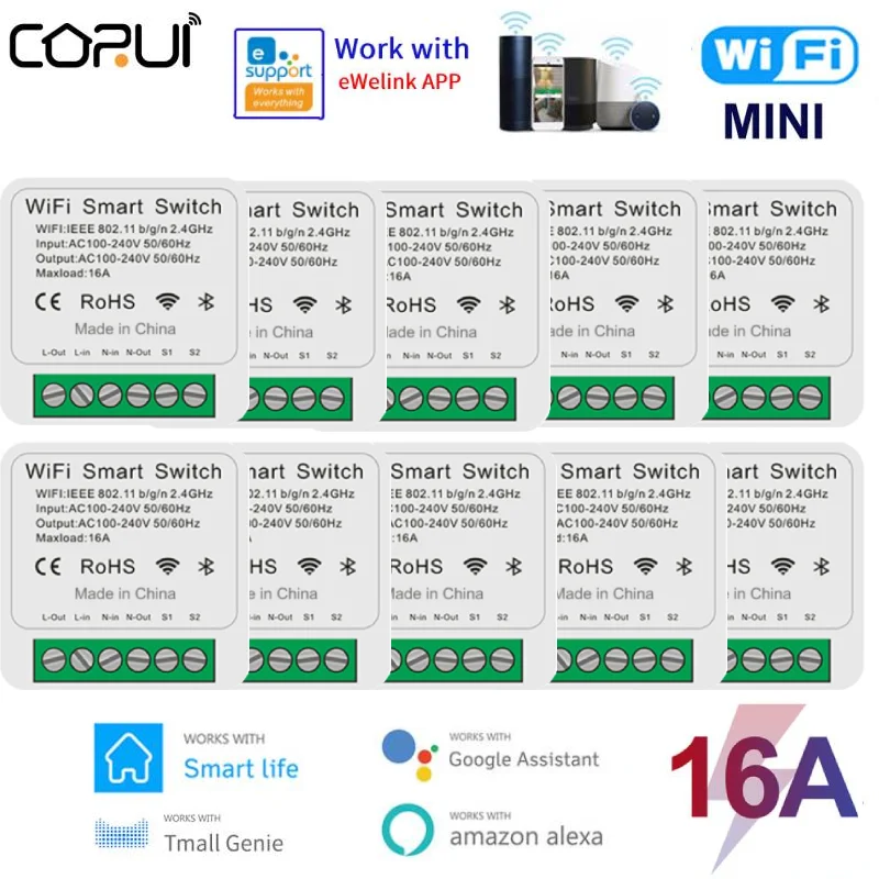 

eWeLink Smart Switch 16A Wifi Mini Breaker Support 2-way Voice Remote Group App Control Work With Smart Life Alexa Google Home