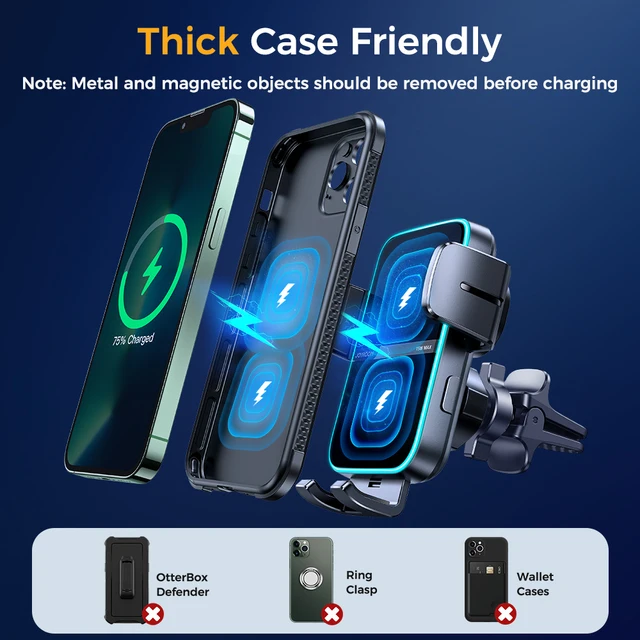 Joyroom 15W Dual Coil Car Phone Holder Automatic Fast Wireless Charger Phone Holder Car Mount For iPhone Foldable Galaxy 5
