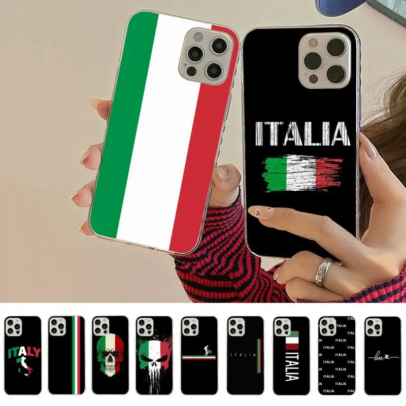 

Italy Flag Phone Case for iPhone 11 12 13 mini pro XS MAX 8 7 6 6S Plus X 5S SE 2020 XR cover