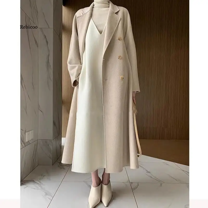 Женский пуловер без рукавов плюшевое платье новинка Длинное свободное шерстяное