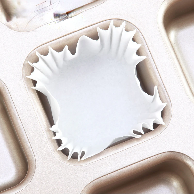 

High Temperature Resistant No. 4 Square Cake Cups Oil-proof Baking-resistant Paper Trays Baking Paper Packaging Muffin Paper