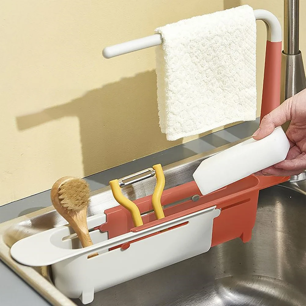 

Telescopic Shelf Sinks Organizer Soap Sponge Holder Sink Drain Rack Storage Basket Kitchen Gadgets Accessories Tool