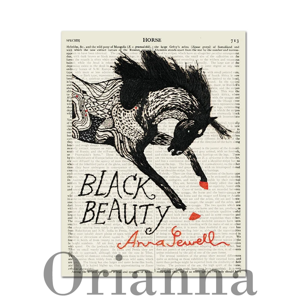 Черная красота античная лошадь энциклопедия Britannica обложка книги ретро настенное