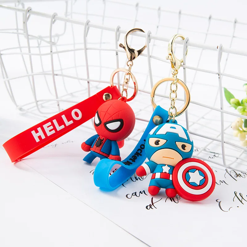 Buy Disney Marvel Cartoon Avengers Alliance Anime Spider-Man Epoxy Doll Keychain Bag Jewelry Car Pendant Cute Toy Gift on