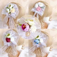 lolita hairpin lovely female clip headdress preppy style barrettes fresh style bowknot flower shape hair clip for girls