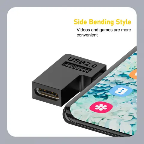 U-образный угловой адаптер USB 2,0 типа C Женский адаптер для телефона Android