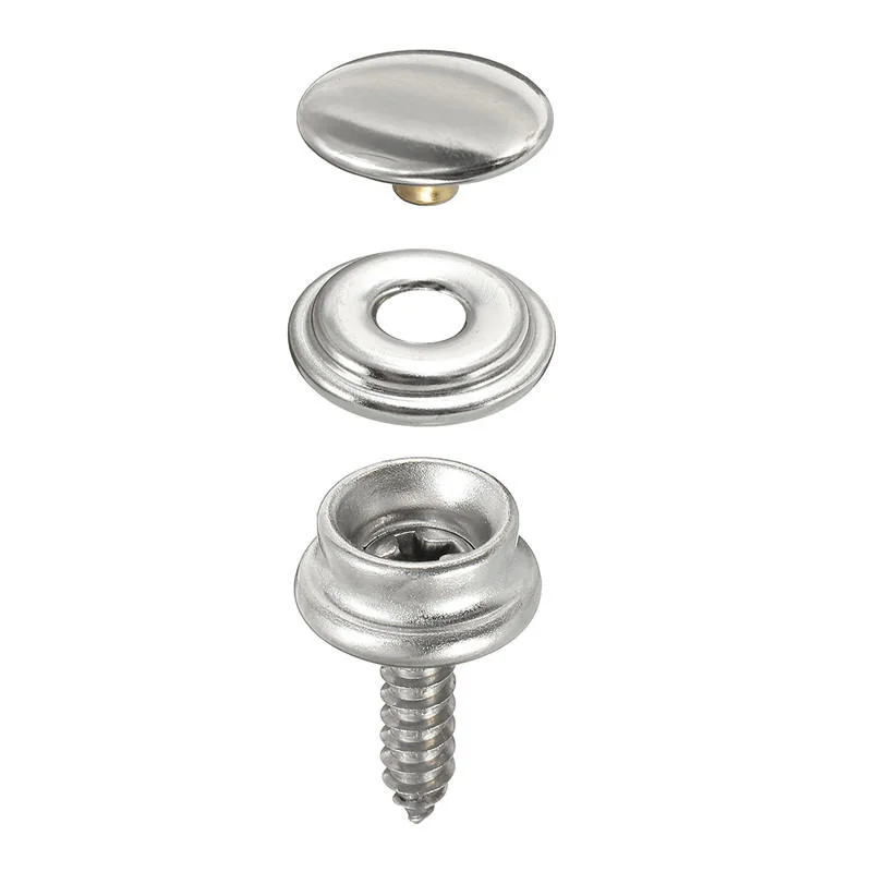 

Stainless Canvas Cap Self-tapping screw stud Snap Fastener sockets Fastener Snap 15mm Silver Handbags Leather Jackets Set