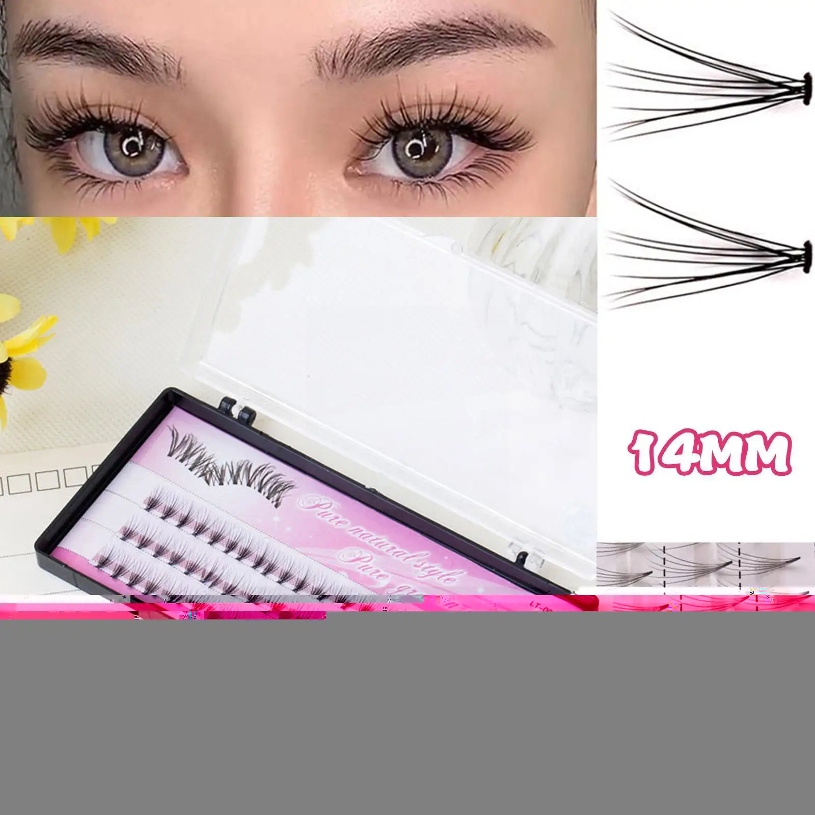 

Natural False Eyelash Lash Grafting Long 0.07mm Thickness False Stand Eyelashes Individual False Extensions 60 Eyelashes D7i7