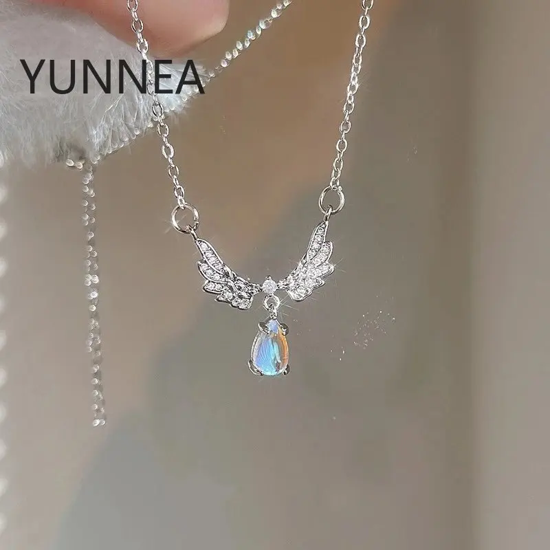 

Kpop Fairy Zircon Wings Heart Crystal Pendant Necklace for Women Heart Clavicle Chain Choker Fashion Y2K Egirl Emo Jewelry Gifts