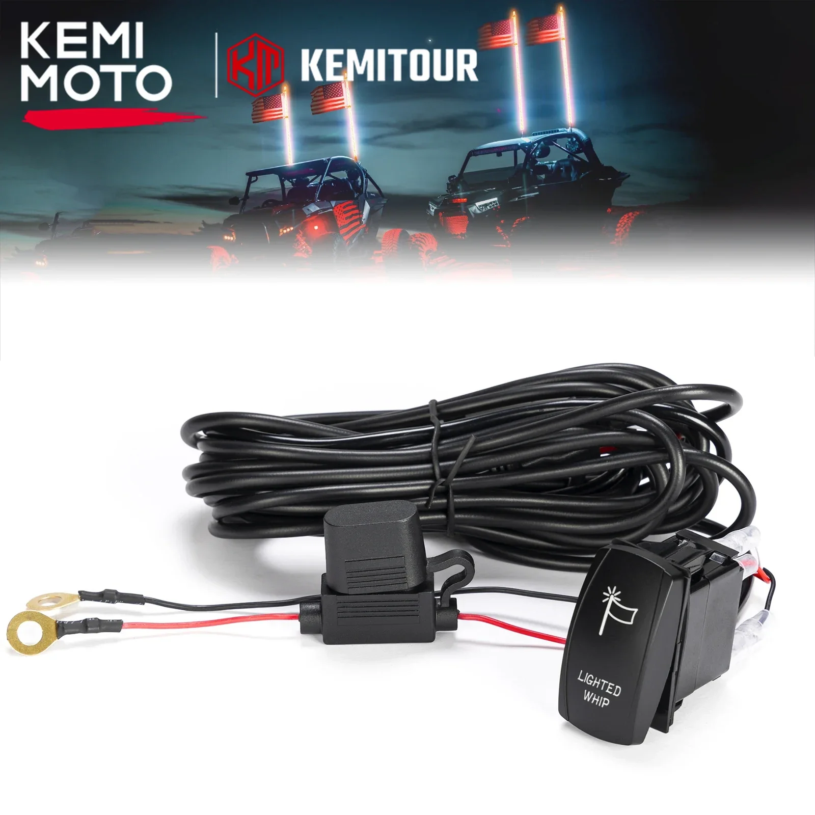

Кулисный переключатель Whip Lights с комплектом жгутов проводов для 12 В, совместимый с Polaris RZR для Can-Am Maverick для Cfmoto