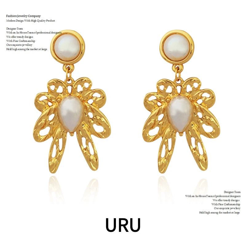 

Trendy Jewelry 925 Silver Needle Vintage Temperament Palace style Simulated Pearl Earring For Women Wedding Gifts