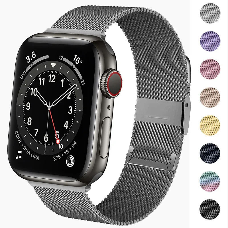 

Ремешок магнитный для Apple watch Band, браслет из нержавеющей стали для iWatch Series 7 6 SE 5 4 3, 45 мм 38 мм 42 мм 41 мм 40 мм 44 мм