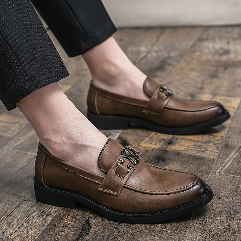 

2022 Trend Men Pointed Toe Oxford Shoes Fashion British Style Loafers Brand man Coiffeur Shoes Casual Leather Designer Moccasins
