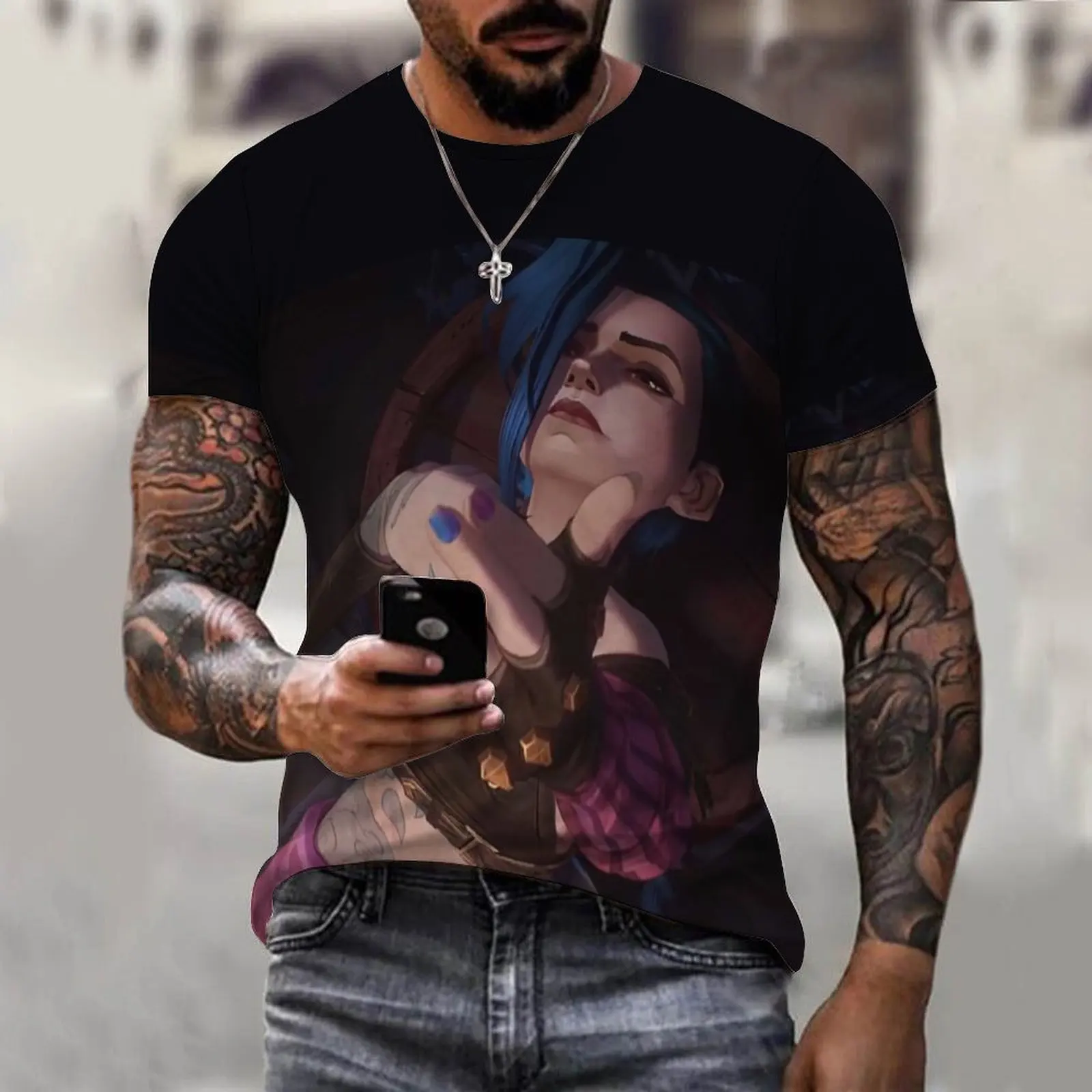 

Hot Anime Game LOL Arcane 3D Printed Men's T-Shirts Streetwear Oversized Vintage T Shirt Fashion Tees Kpop Kids Boys Man Clothes