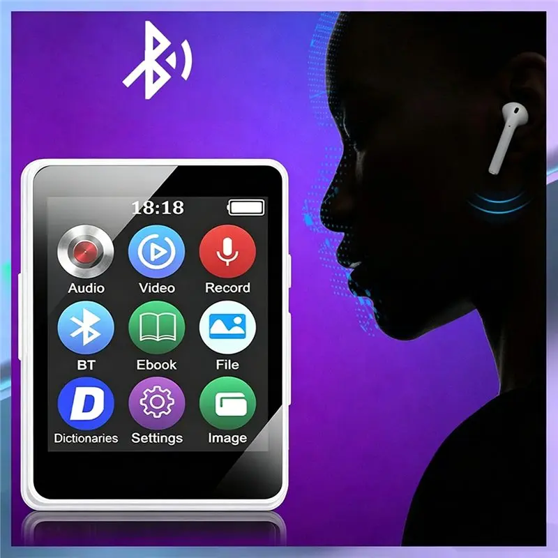 Портативный MP3-плеер с Bluetooth 5.0, 1,8-дюймовым экраном, поддержкой видео MP4, функцией записи и чтения электронных книг для студентов (art.: 3920dc5da34d3) - 3920dc5da34d3