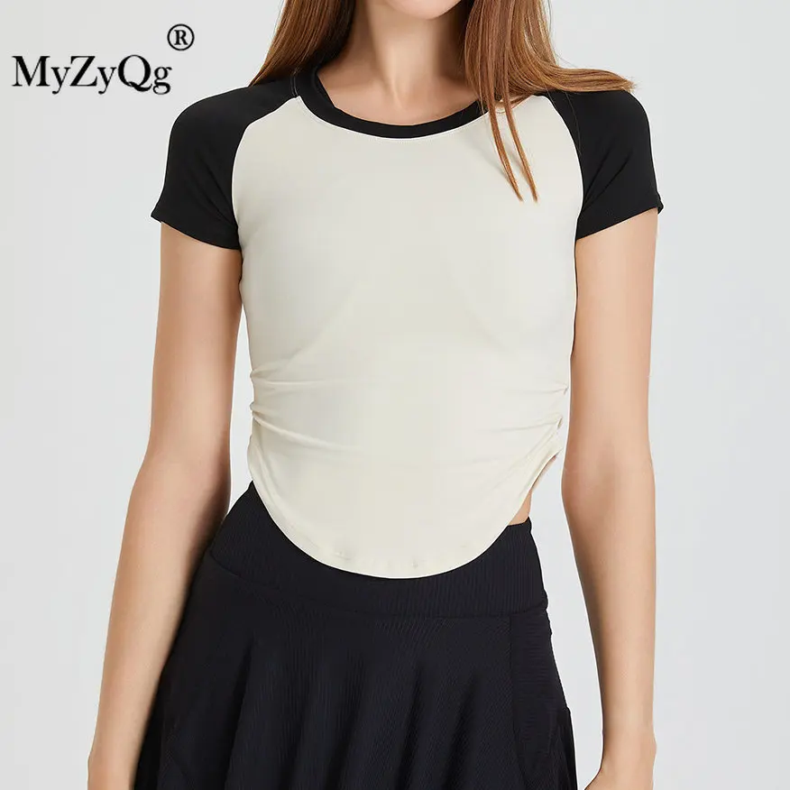 MyZyQg Женская плиссированная одежда для йоги Футболки с коротким рукавом тонкие спортивные топы для фитнеса бега тренажерного зала женские укороченные топы MyZyQg Женская плиссированная одежда для йоги Футболки с коротким рукавом тонкие спортивные топы для фитнеса бега тренажерного зала женские укороченные топы