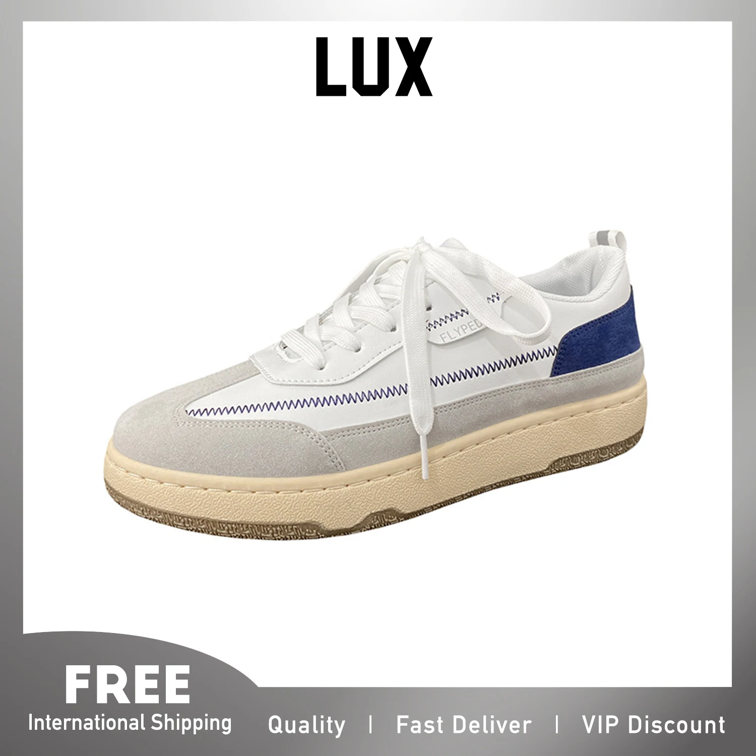 

LUX Spring Summer Trendy Vintage Fashion Style Designer Low-rise White Patchwork Sneakers for Men Casual Skate Boarding Shoes