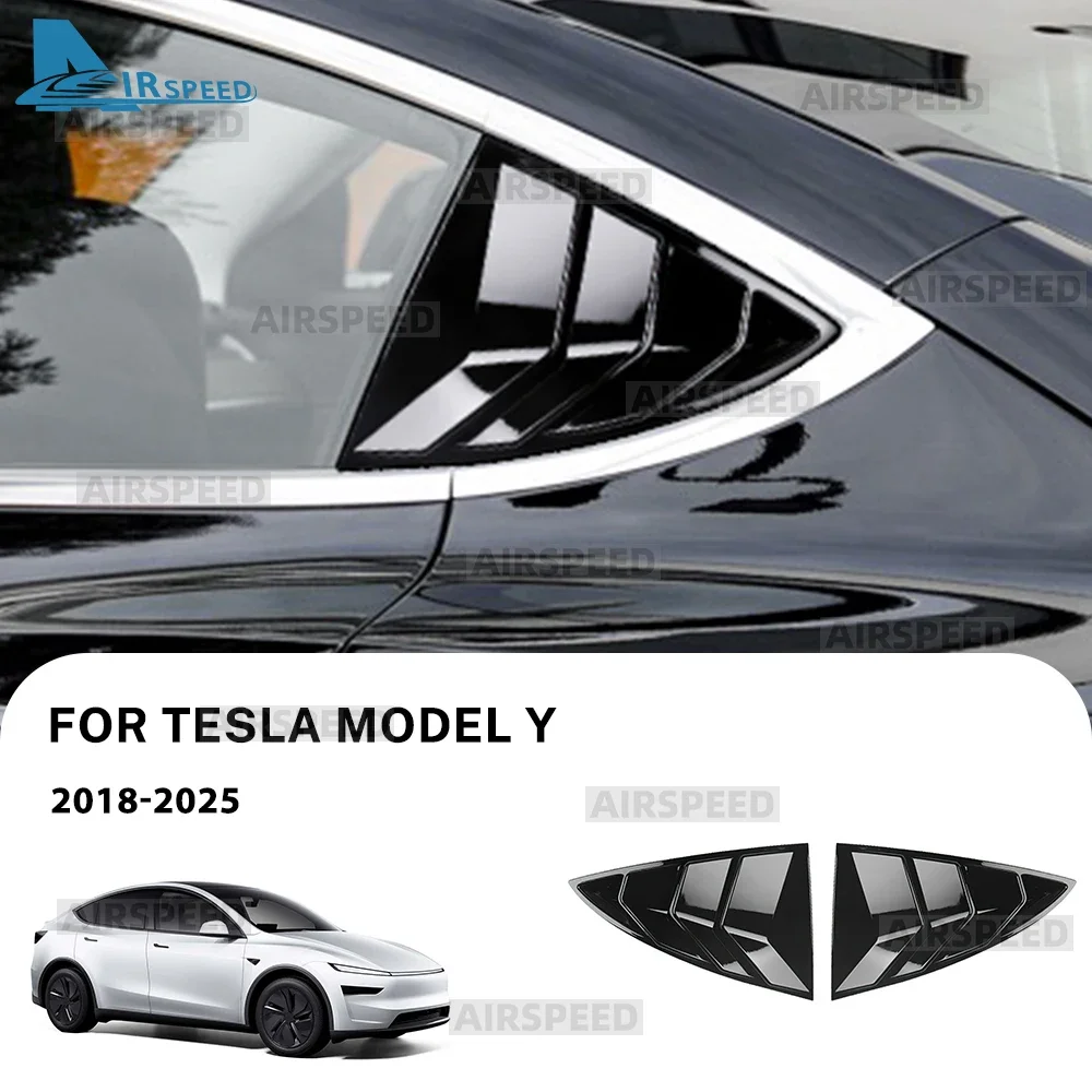 Фото Для Tesla Model Y Juniper 2026 2025-2020: накладка на заднее окно из АБС-пластика, жалюзи, боковые вентиляционные решетки, треугольные модифицированные аксессуары. №1