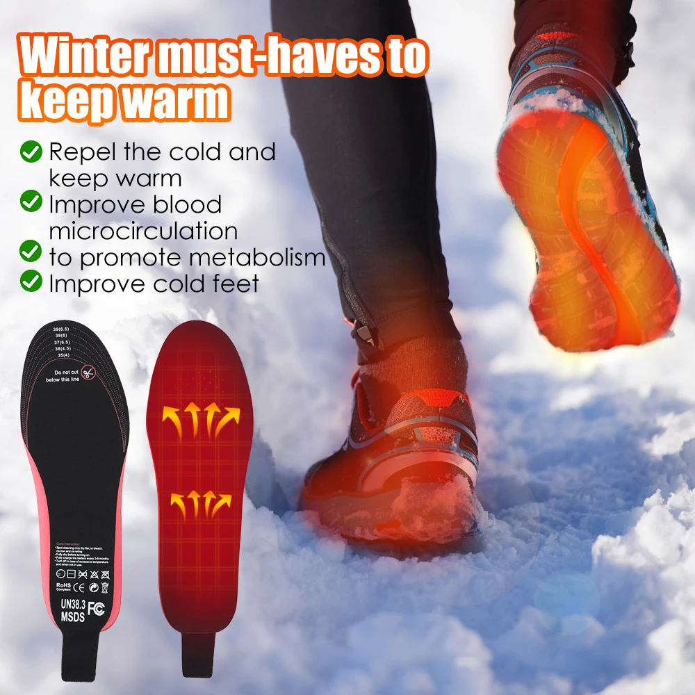 Electric Heating Insole Winter Foot Warmer Heated Shoes Insert Pads Mat With Controller Usb Rechargeable For Man Women Washable