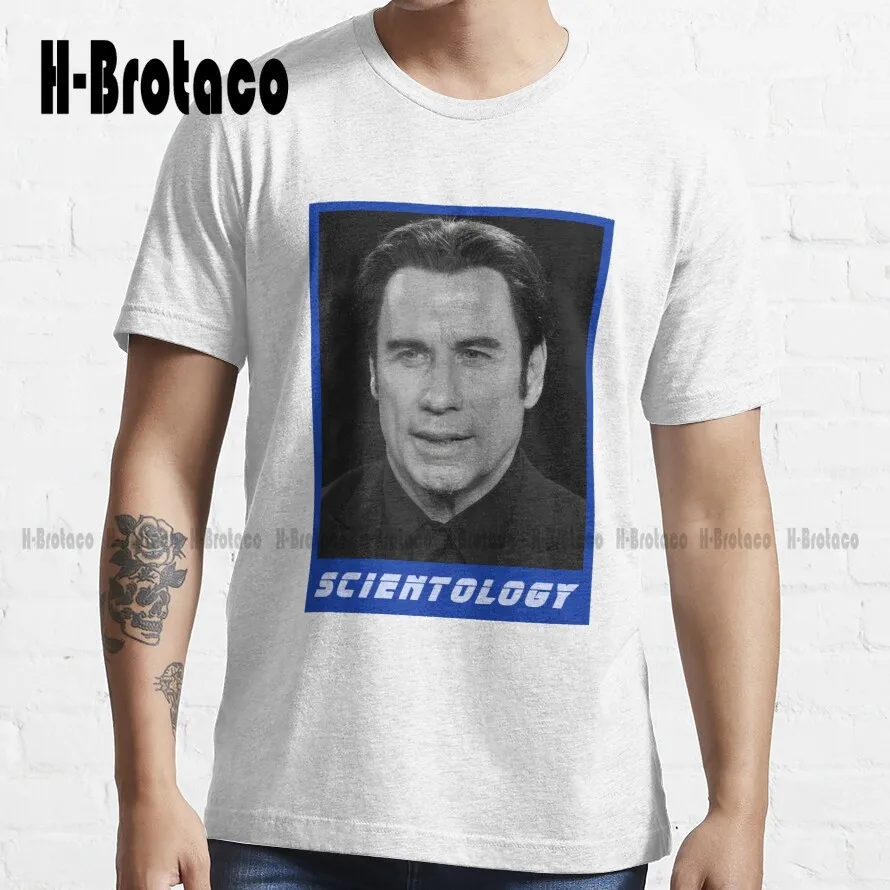 

Свободная трендовая футболка John Travolta Scientology Go, мужские белые футболки, модные креативные смешные футболки для отдыха, Новинка