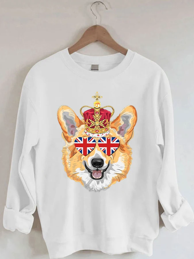

Casual Dog Print Crew Neck Sweatshirt