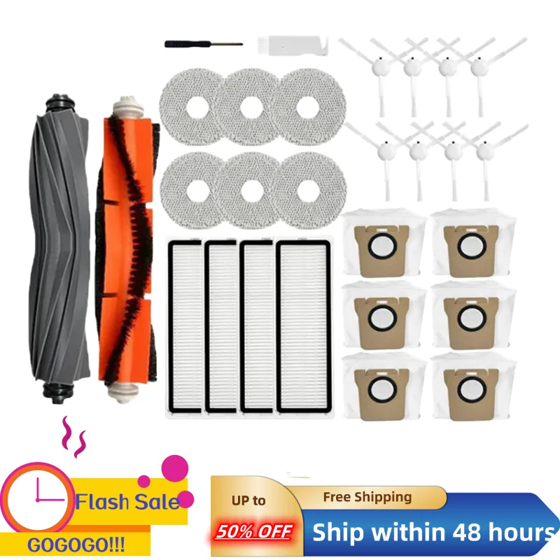 

For XIAOMI Mijia Omni 1S B101CN B116 X10+ Parts Dreame L10S Ultra / S10 Pro Main Side Brush Hepa Filter Mop Dust Bags Parts