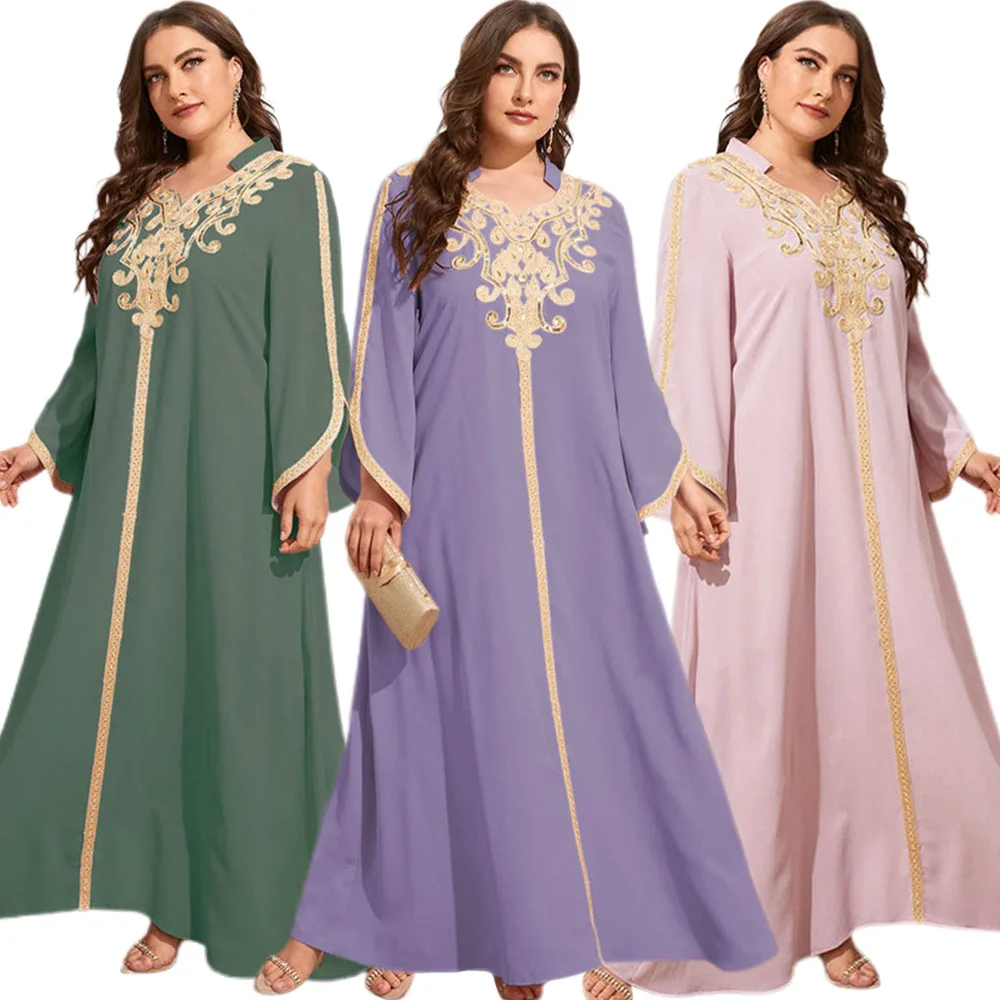 

Plus Size Muslim Women Long Dress Kaftan Abayas Arab For Turkey Middle East Islamic Clothing Loose Jilbab Ramadan Eid Mubarak