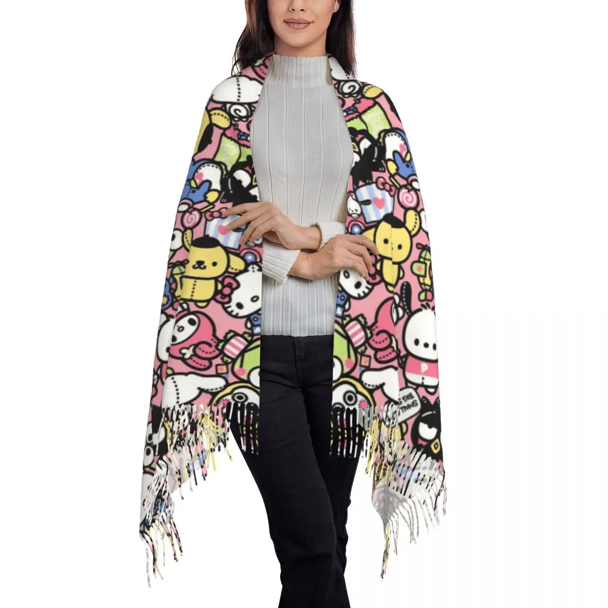 Классические шарфы Sanrio теплые с милым рисунком Дамский зимний подарок