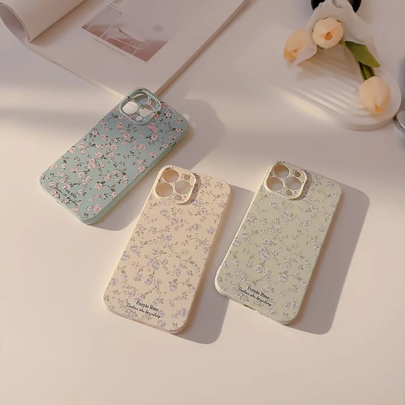 Iphone14/13/12/11pormax Mobile Phone Protective Case All-Inclusive Trend Painted Ins Wind Small Fresh Summer Floral Pattern