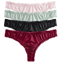 sexy ice silk female panties smooth soft comfortable underwear fashion pure color thongs breathabke briefs elastic underpants