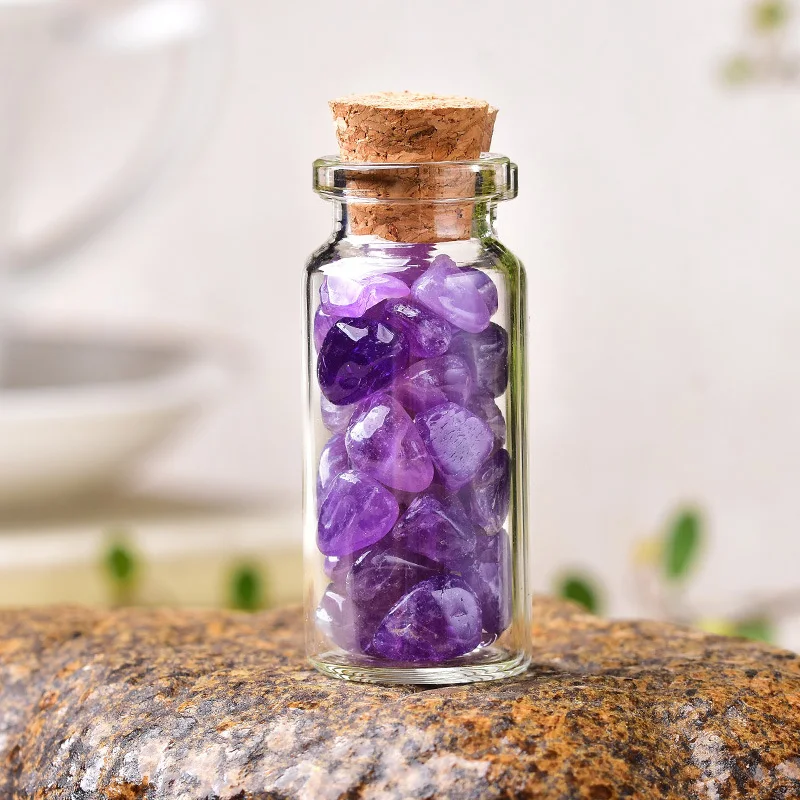 

1pc Natural Crystals Glass Wishing Bottle 5x22cm Pink Healing Stone Crystal Home Decor Polished Stones Year 2022 Gift Room Decor