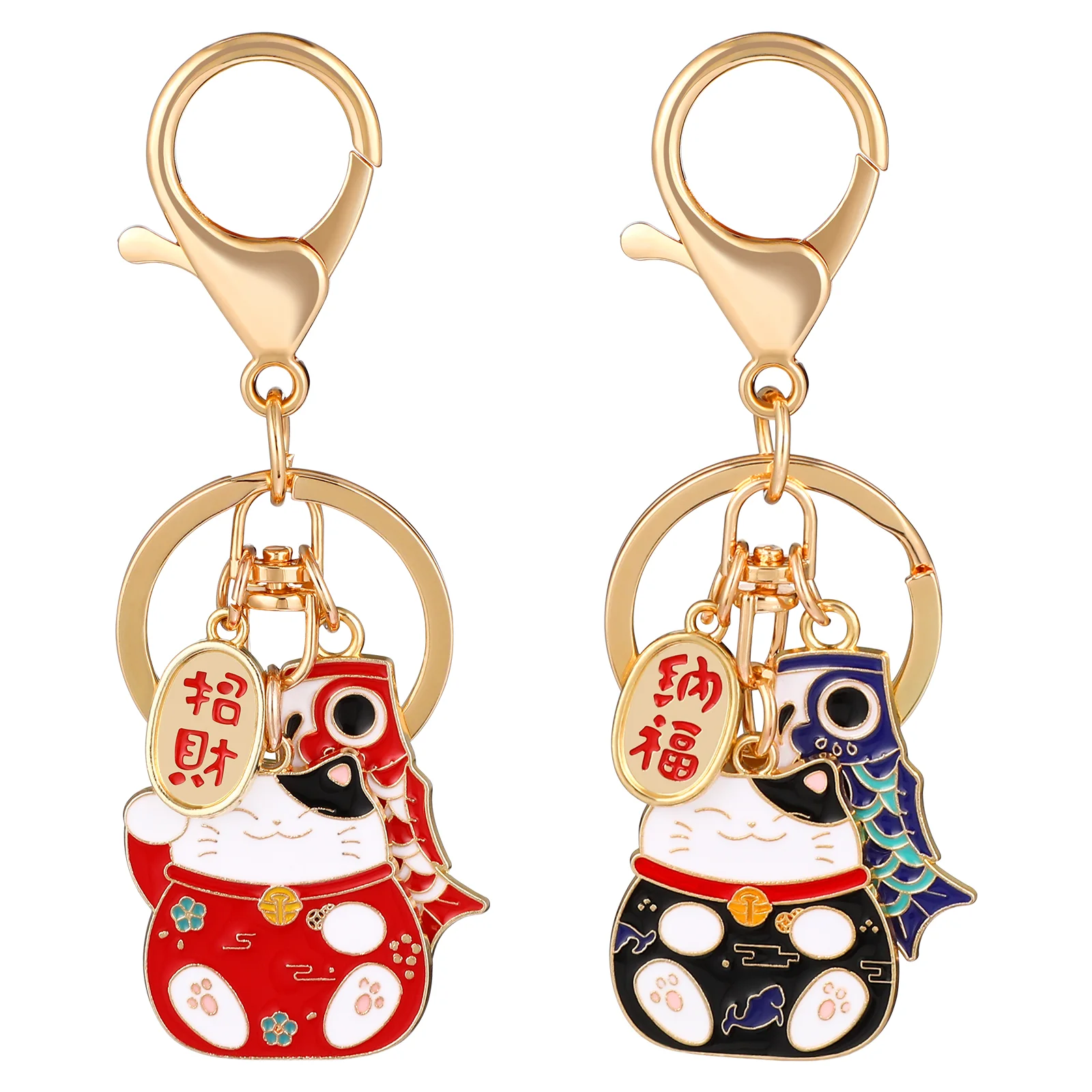 

2 Pcs Car Key Holder Keychain Women Maneki Neko Keyring Accessories For Lucky Cat