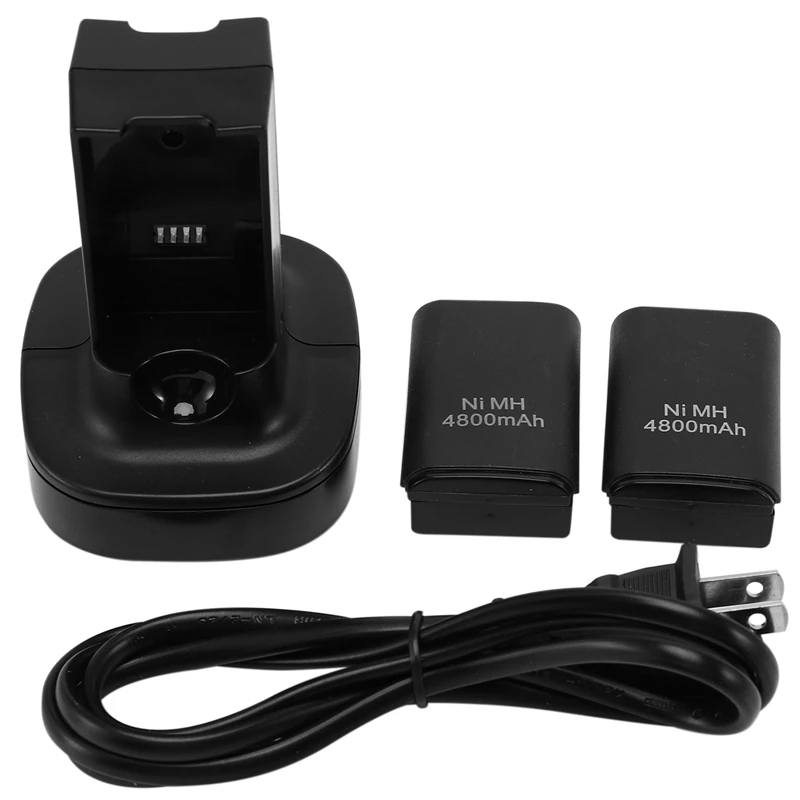 

Dual Charger Dock Station With 2Pcs 4800Mah Rechargeable Battery Led Charging Light For 360 Controller Us Plug
