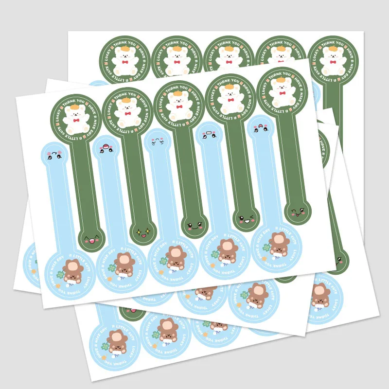 

100pcs/10 sheets Cartoon Bear Seal Stickers for Bakery Small Business Stickers for Cards Envelopes Decor or Gift Bags Packaging
