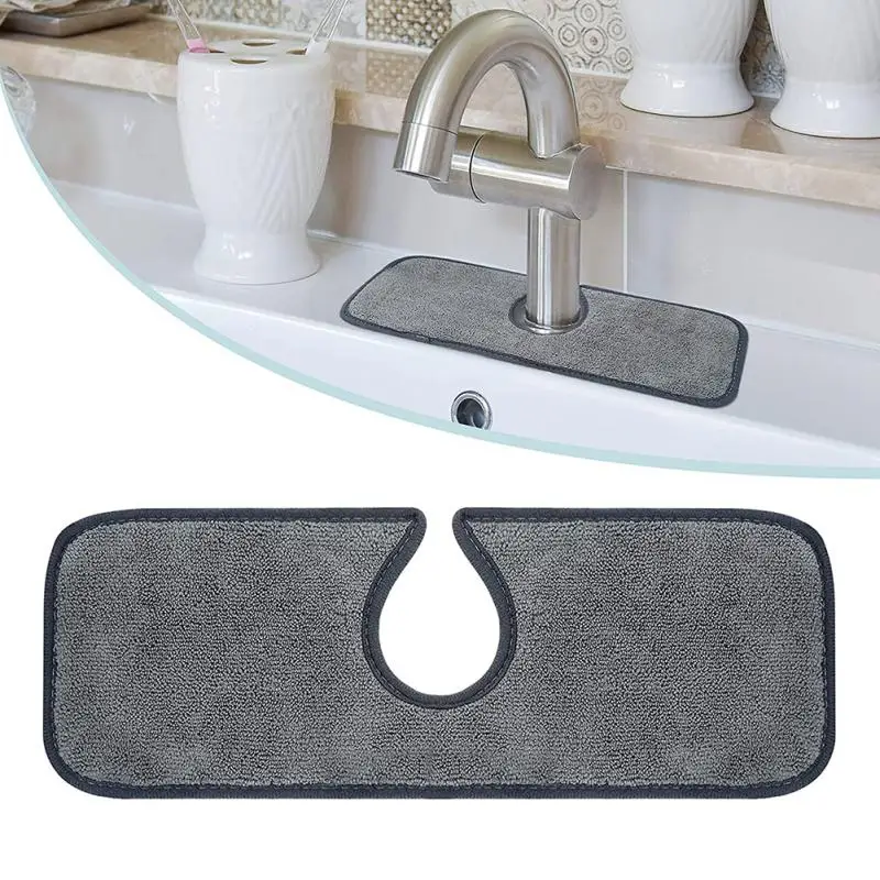 

Kitchen Sink Splash Mat Faucet Wraparound Splash Catcher Dish Drying Pads For Kitchen Bathroom Drying Countertop Absorbent Mats