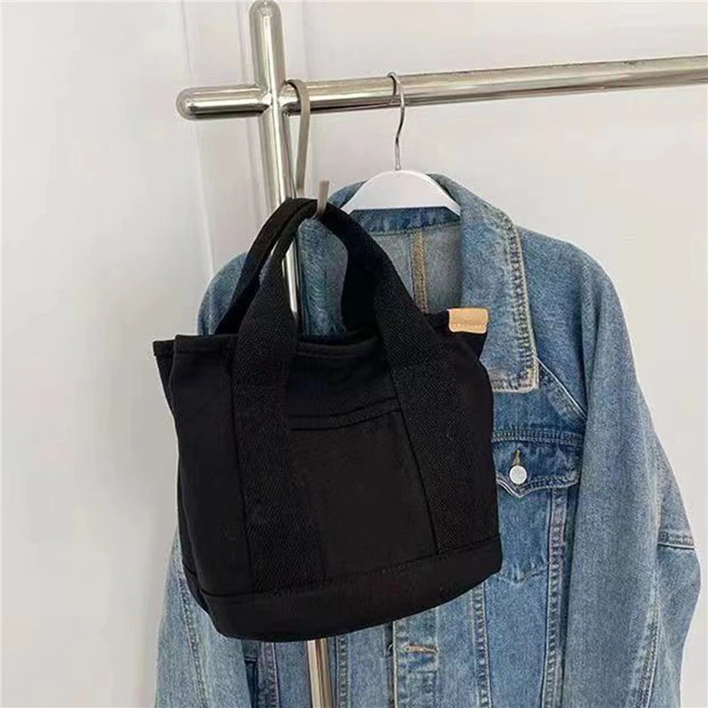 

Женская Холщовая Сумка-тоут, простой дизайн, однотонная сумка бэнто, повседневная вместительная хлопковая тканевая дорожная сумка для покупок