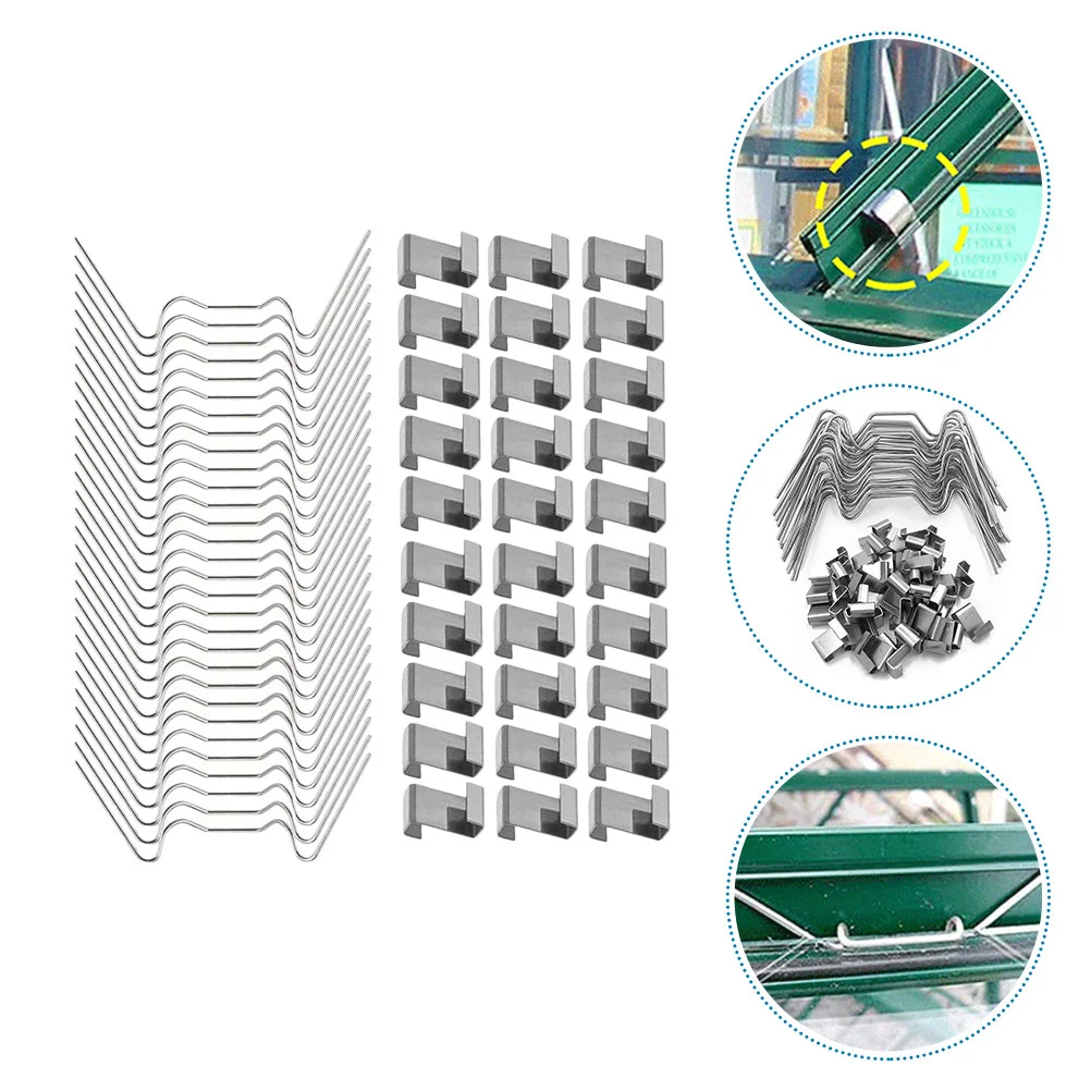 

100 Pcs Greenhouse Z-clips Stainless Glass Pane Fixing Wire Kit Leaf Spring Glazing Steel