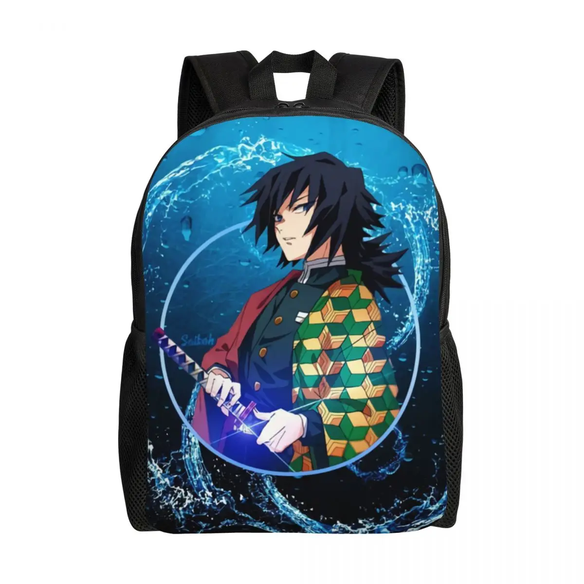 

Custom Demon Slayer Giyu Tomioka Backpack Men Women Basic Bookbag for College School Kimetsu No Yaiba Anime Bags