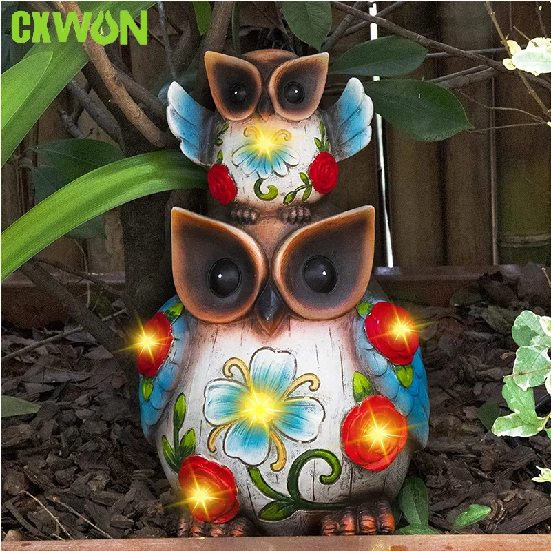 

Уличная водонепроницаемая лампа на солнечной батарее, умный светильник с датчиком управления, маленькие украшения из смолы в виде совы для ...