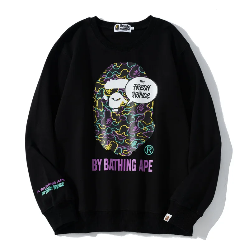 

Bape Co-branded Colorful Graffiti Ape-man Long-sleeved Pullover T-shirt