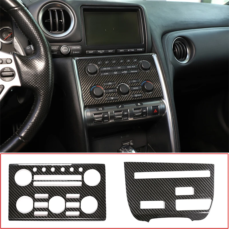 

For Nissan GTR R35 2008-2016 Real Carbon Fiber Car Central Control Air Conditioner Volume Adjustment Panel Frame Car Accessories