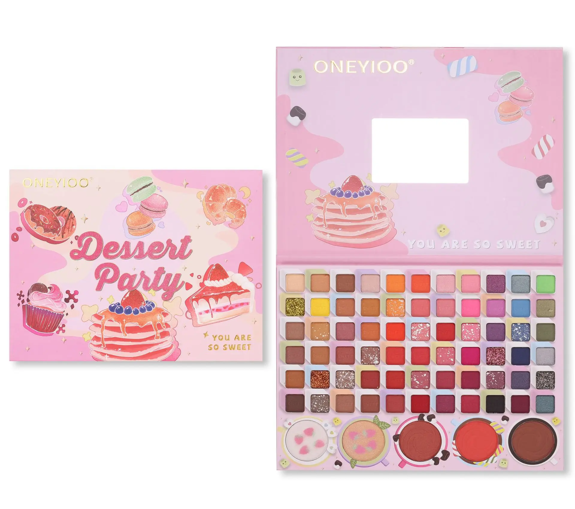 

anime makeup Cute donut cake pattern 71 colors pearly matte sequins multicolor large plate eyeshadow palette makeup