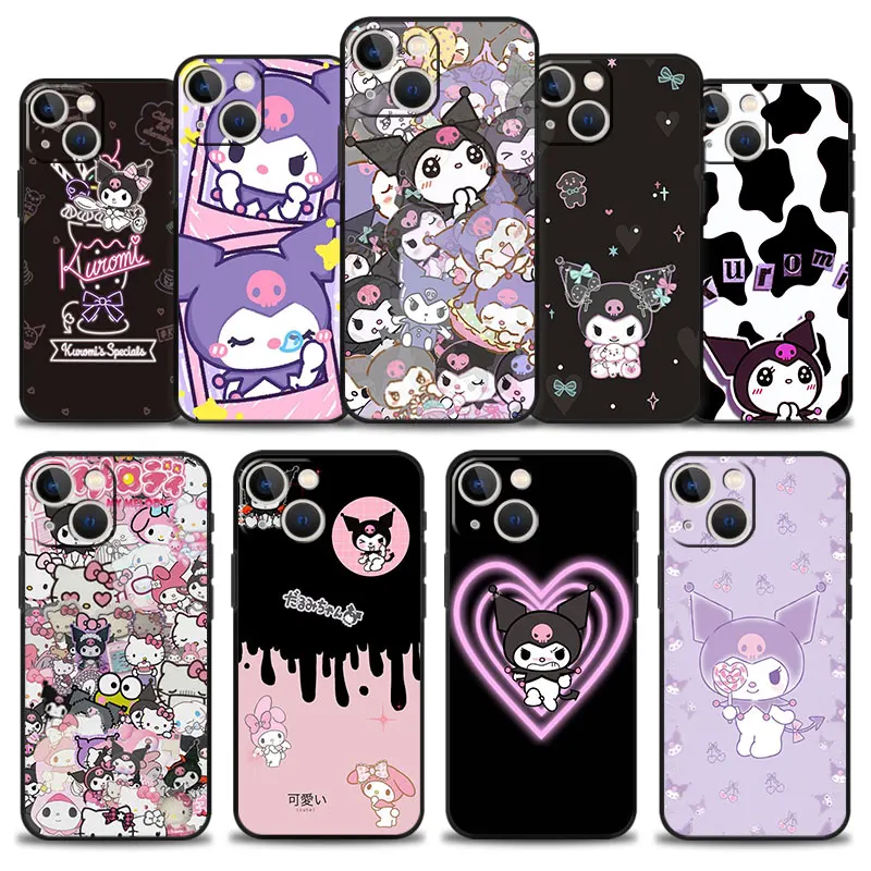 

Phone Case For Apple iPhone 13 11 12 Pro Max XR X 8 7 6 6S Plus XS 13mini SE Cover Cool Skull Kuromi Love Black