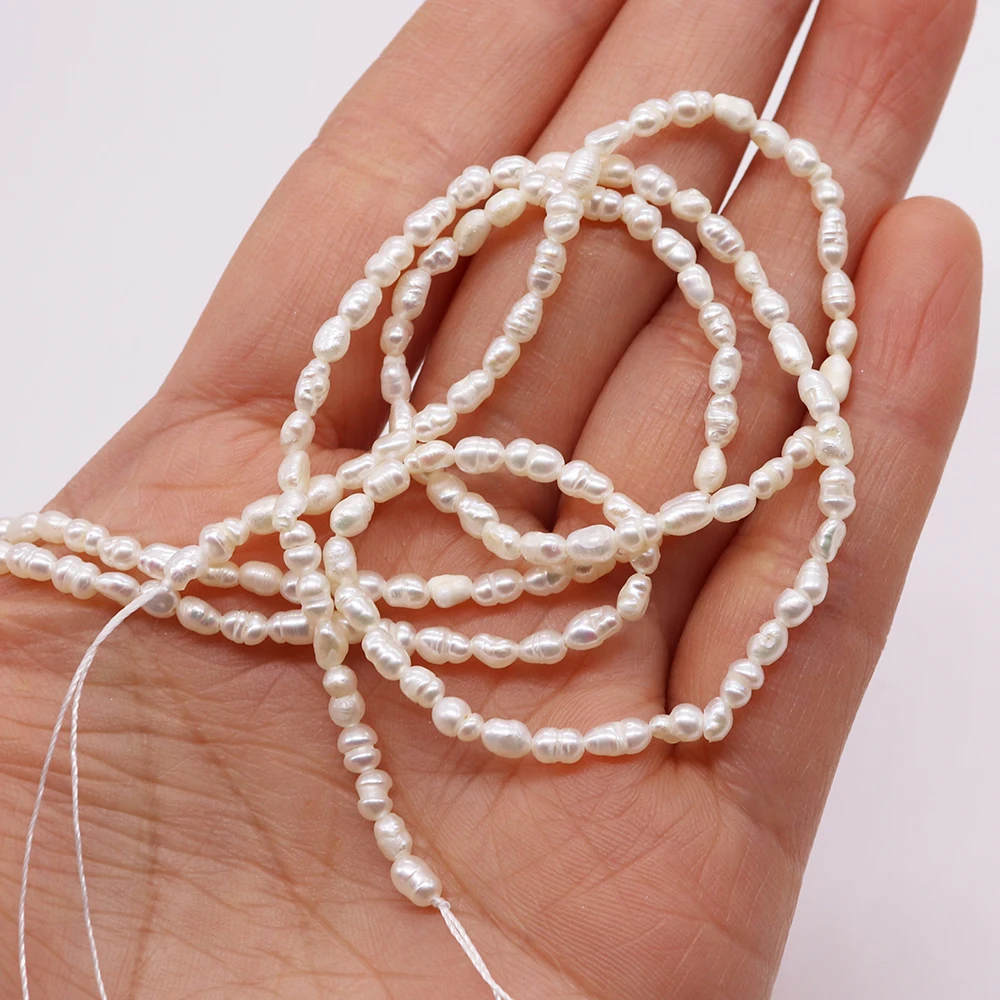 2-3mm Natural Freshwater Pearl White Rice Shape Pearl Grade A for DIY Jewelry Making Elegant Necklace Bracelet Jewelry Making