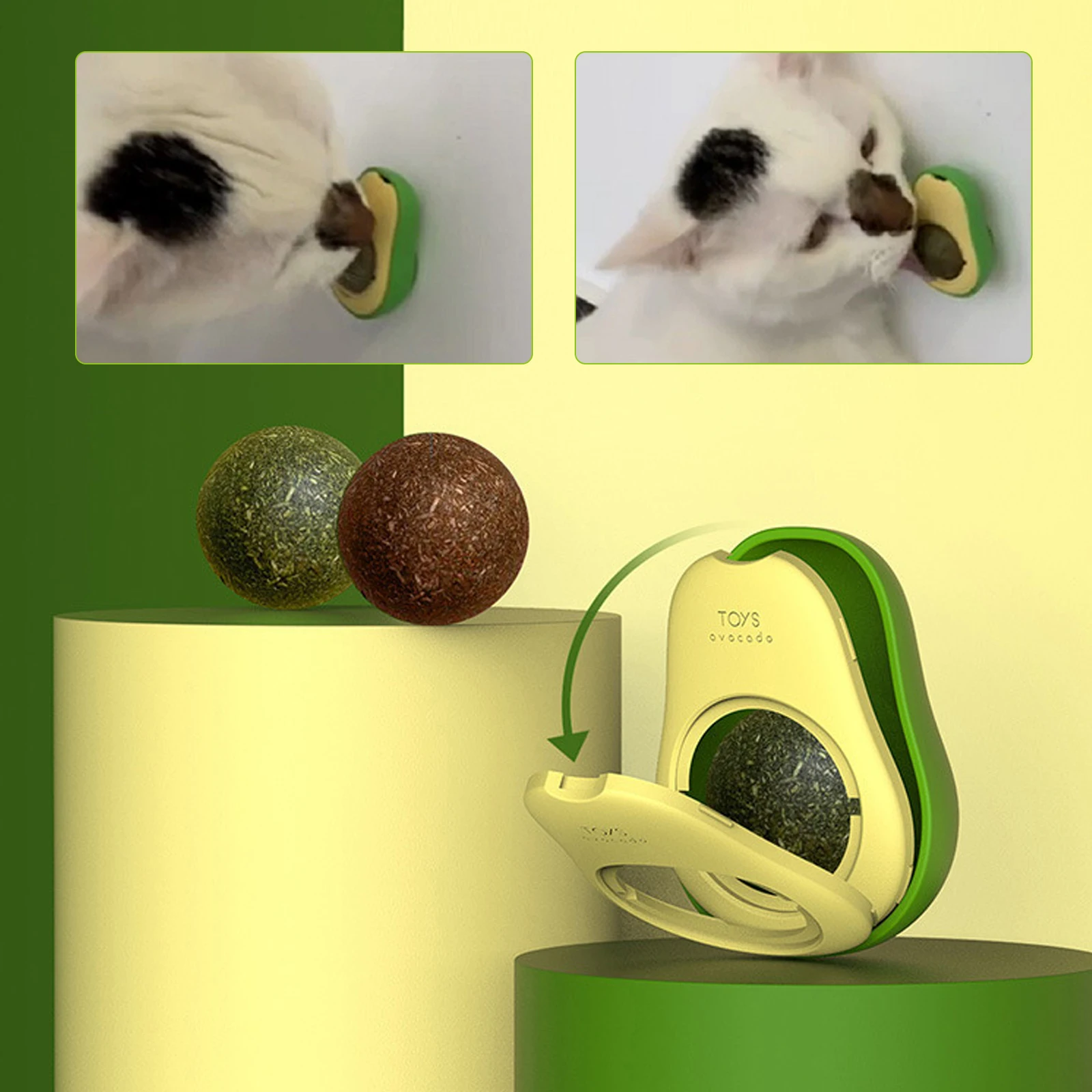 

Игрушка в виде кошачьей мяты, игрушка в форме авокадо, съедобная кошачья мята, закуски, вращающийся на 360 °, лизание, леденцы, Настенная игруш...